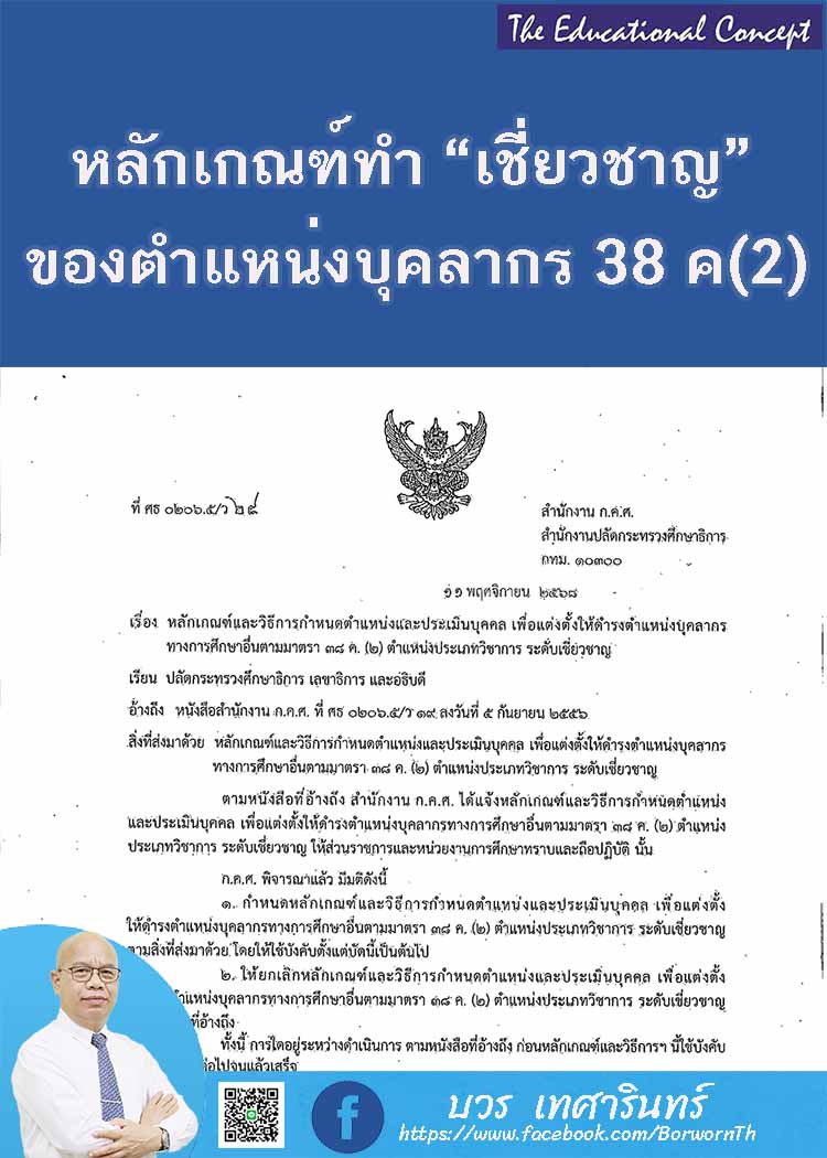 หลักเกณฑ์การทำเชี่ยวชาญตำแหน่งบุคลากร 38 ค (๒)