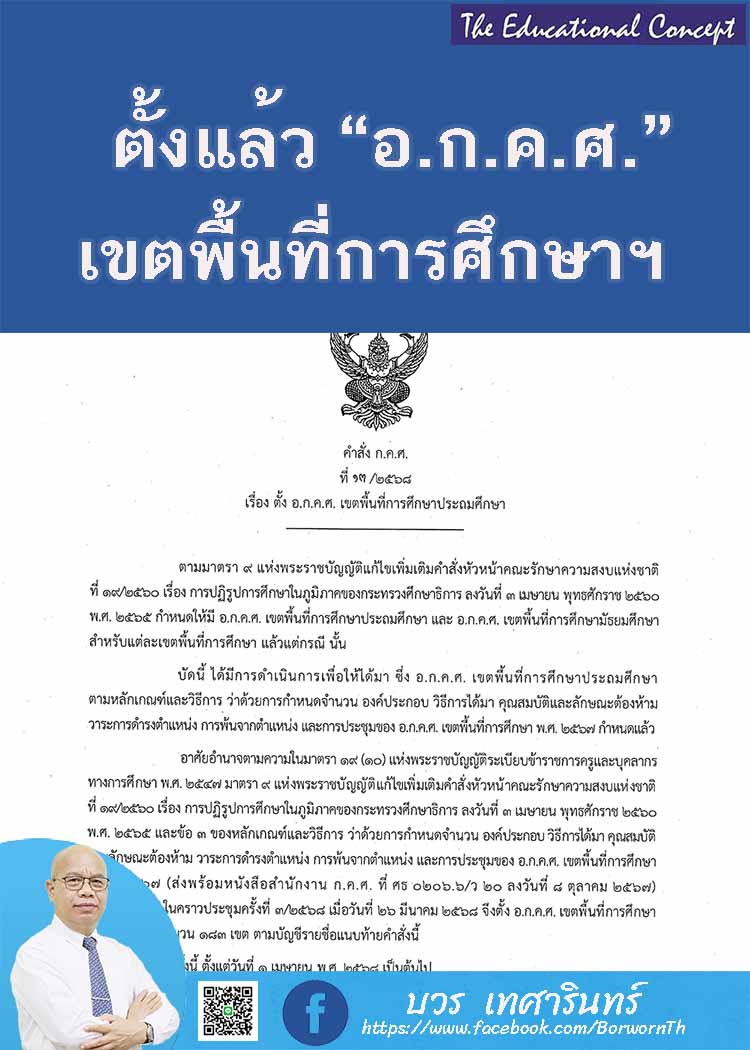 คำสั่งตั้ง อ.ก.ค.ศ,เขตพื้นที่การศึกษาประถมศึกษาและมัธยมศึกษา