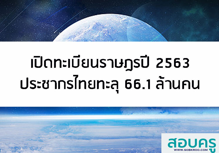 เปิดทะเบียนราษฎรปี 2563 ประชากรไทยทะลุ 66.1 ล้านคน 