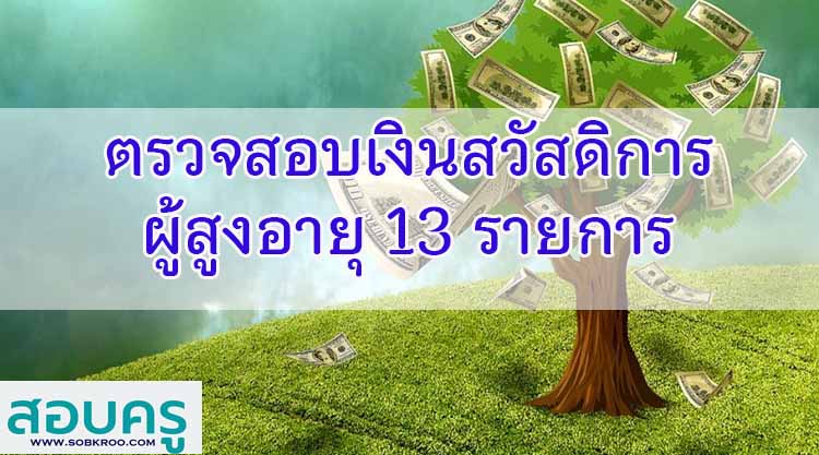ตรวจสอบเงินสวัสดิการผู้สูงอายุ 13 รายการ 