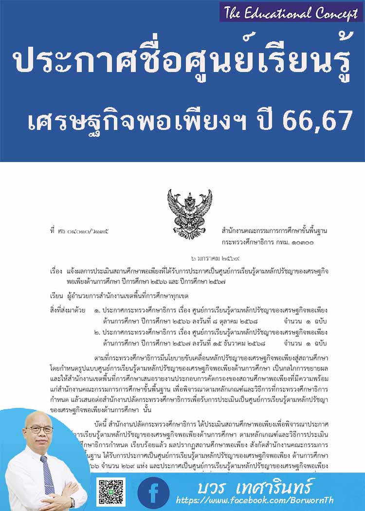 ศูนย์การเรียนรู้ตามหลักปรัชญาของเศรษฐกิจพอเพียง ปี ๒๕๖๖ และ ๒๕๖๗