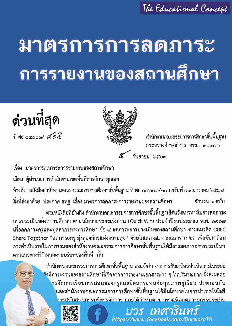 มาตรการและแนวทางลดภาระการรายงานของสถานศึกษา