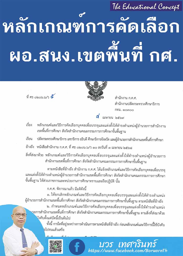 หลักเกณฑ์คัดเลือกผู้อำนวยการสำนักงานเขตพื้นที่การศึกษา